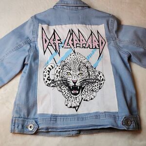 Def Leppard Upcycled Place Light Washed Denim Jacket Size 7/8